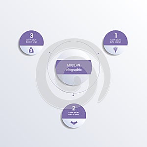 Pattern for infographic 3 positions monochromic vector image from circles in circle