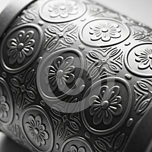 Pattern on its surface, featuring circular and diamond-shaped