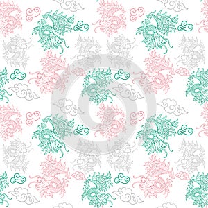 Pattern with Japan dragons