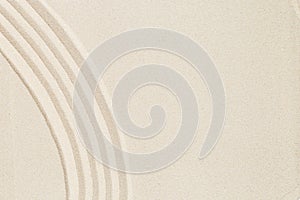 Pattern in Japanese Zen Garden with concentric circles on sand for meditation and tranquility