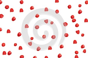 Pattern of jripe raspberries on a pink background. Can be used for blog, poster or web banner