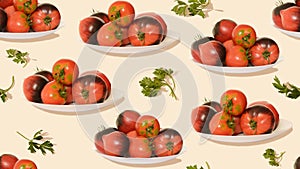 Pattern with juicy tomatoes and delicate background