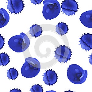 Pattern with large blue backdrops. Hand drawn vector illustration.