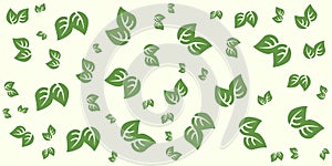 Pattern of Leaves of Different Sizes and Orientation, Colored in Green Background - Seasonal Wallpaper for Spring, Summer