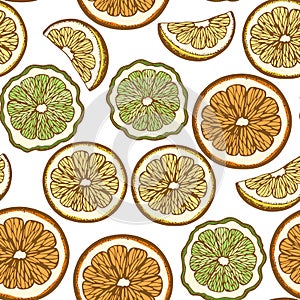 Pattern with lemon, orange and lime slices
