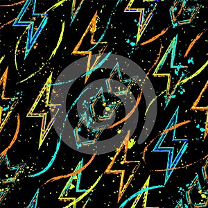 Pattern with of ligthning, pointers, paint strokes