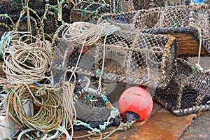 Pattern of lobster pots on habor side