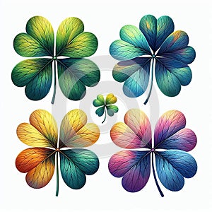 a pattern of lucky four leaf clovers in multiple colors