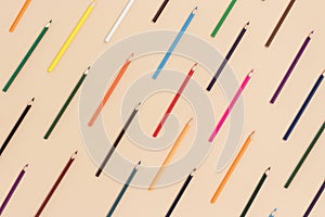 Pattern made of colorful pencils. Back to school concept