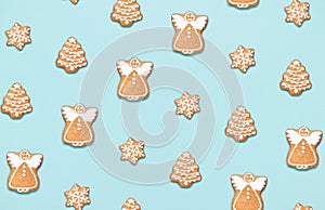 Pattern made of gingerbread coockies. photo