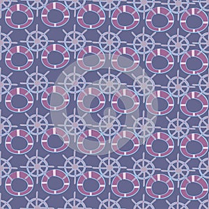 Pattern with sea objects in blue tones