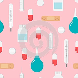 Pattern medicine color treatment pill equipment seamless pink background