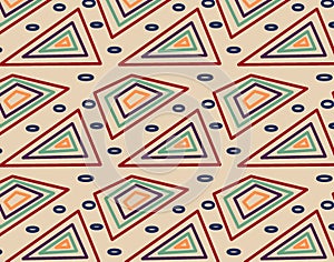 Pattern with abstract colorful triangles, squares and ovals