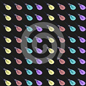 Pattern of multicolored incandescent bulbs. Stock vector illustration on a white isolated background. For fabric, cover