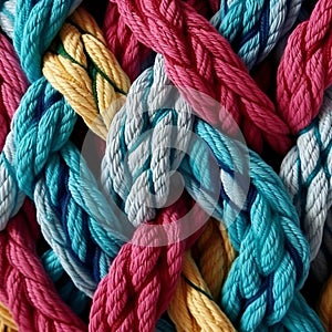 pattern of multicoloured ropes and twisted twines. Background