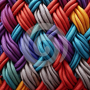 pattern of multicoloured ropes and twisted twines. Background