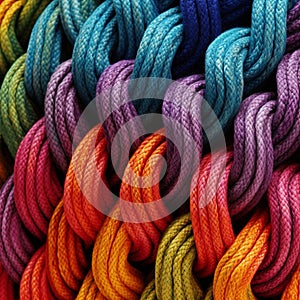 pattern of multicoloured ropes and twisted twines. Background