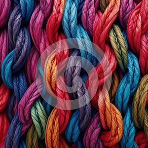 pattern of multicoloured ropes and twisted twines. Background