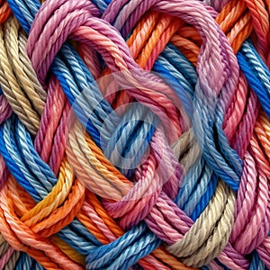 pattern of multicoloured ropes and twisted twines. Background