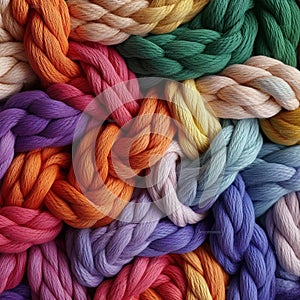 pattern of multicoloured ropes and twisted twines. Background