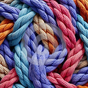 pattern of multicoloured ropes and twisted twines. Background