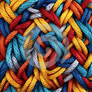 pattern of multicoloured ropes and twisted twines. Background