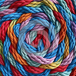 pattern of multicoloured ropes and twisted twines. Background