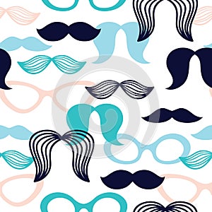 Pattern with mustache and glasses