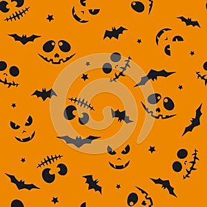 Seamless pattern with different emotions emoticons