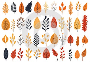 Pattern nature set leaf autumn art background