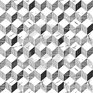 Pattern with Necker cube