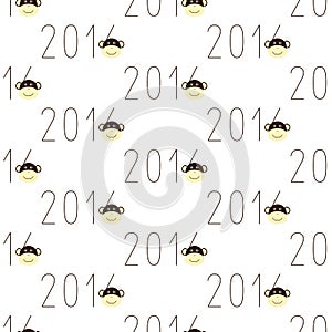 Pattern with 2016 numbers and monkey face