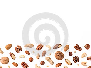 Pattern of nuts, isolated on whie