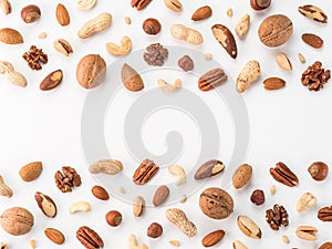 Pattern of nuts, isolated on whie