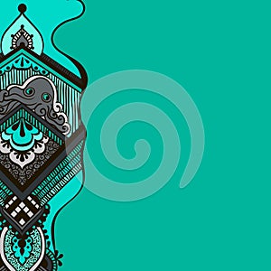 Pattern with an octopus on a turquoise background