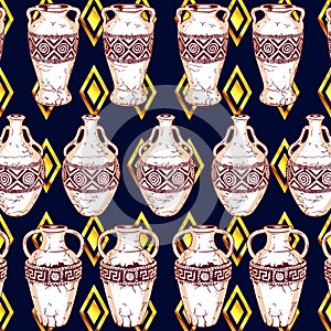 A pattern of old cracked jugs.