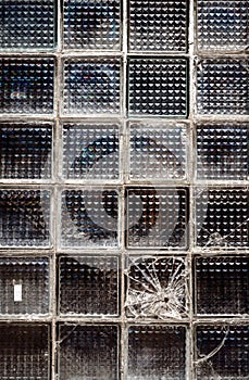 Pattern of old glass block wall