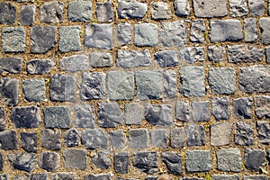 Pattern of old historic cobble stone way