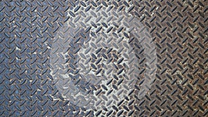 Pattern of old metal diamond plate, Surface of black steel floor non-skid with dirty stain, Texture background.