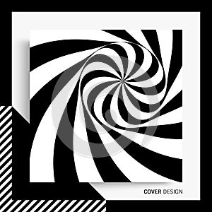 Pattern with optical illusion. Black and white design. Abstract striped background. Vector illustration