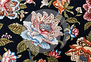 Pattern of an ornate colorful floral tapestry photo