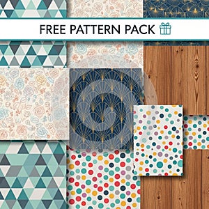 Left: floral patterns with pastel roses and leaves on a beige