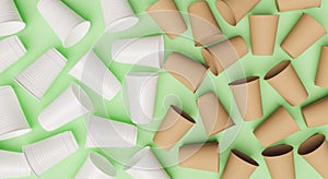 Pattern of paper and plastic cups