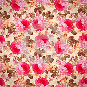 Pattern with pastel pink roses