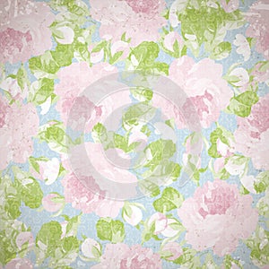 Pattern with pastel pink roses