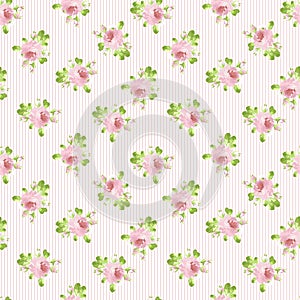 Pattern with pastel pink roses