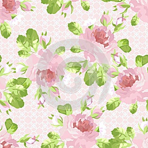 Pattern with pastel pink roses