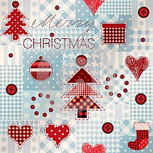 Pattern in patchwork style Merry Christmas.