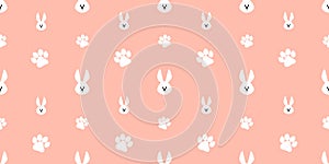 Pattern with paw prints and bunnies