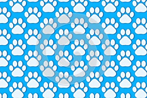 Pattern of pet footprints. Cat or dog footprint. Animal care. Grooming service. Puppy or kitten track. Wildlife rescue. Top view.